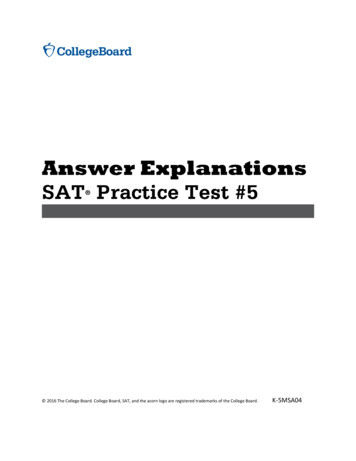SAT Practice Test #5 Answer Explanations SAT Suite Of .