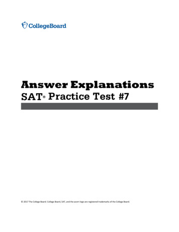 Answer Explanations #7 - The SAT Suite Of Assessments