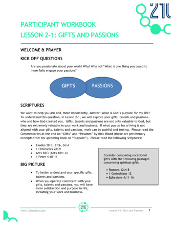PARTICIPANT WORKBOOK LESSON 2-1: GIFTS AND PASSIONS