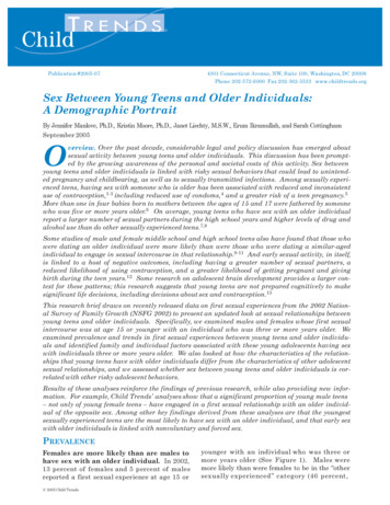 Sex Between Young Teens And Older Individuals: A .