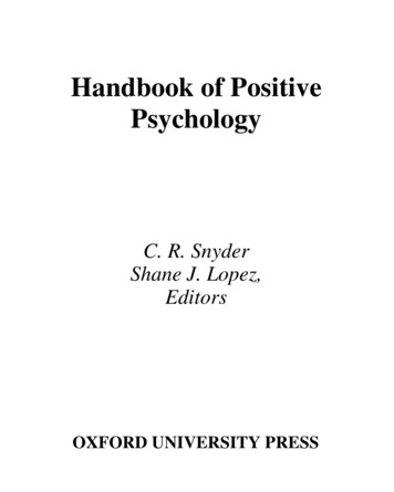 Handbook Of Positive Psychology - St. John's Seminary
