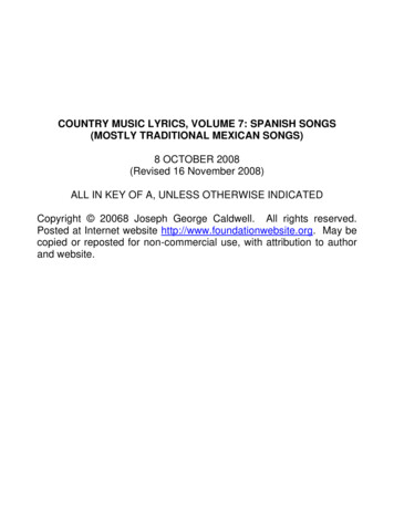COUNTRY MUSIC LYRICS, VOLUME 7: SPANISH SONGS (MOSTLY .