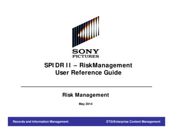SPIDR II – RiskManagement User Reference Guide