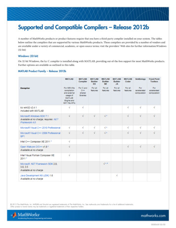 Supported And Compatible Compilers – Release 2012b