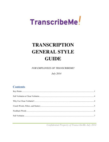 TRANSCRIPTION GENERAL STYLE GUIDE - Microsoft