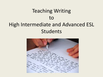 Teaching Writing To High Intermediate And Advanced ESL .