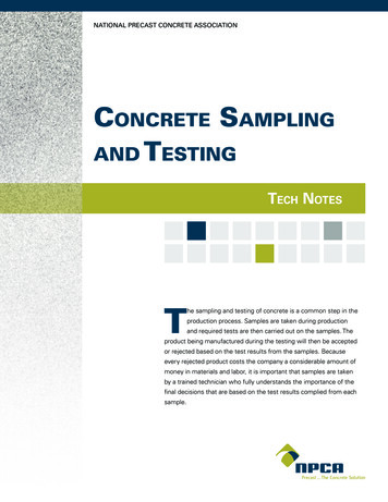 ConCrete Sampling And TeSting - Precast
