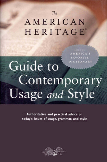 The American Heritage Guide To Contemporary Usage And .