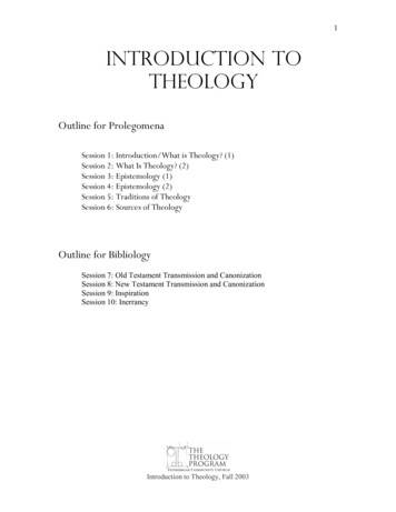 Introduction To Theology - Bible