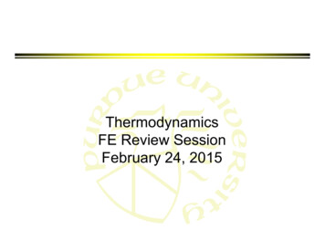 Thermodynamics FE Review Session February 24, 2015