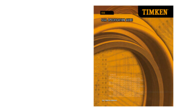 TIMKEN SEAL SPECIFICSEAL SPECIFICATION GUIDEATION GUIDE