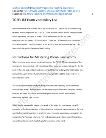 TOEFL IBT Exam Vocabulary List