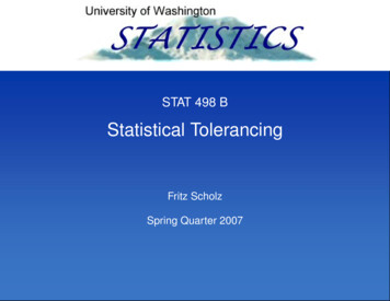 Statistical Tolerancing - University Of Washington