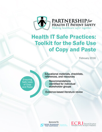 Health IT Safe Practices: Toolkit For The Safe Use Of Copy .