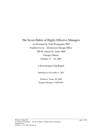The Seven Habits Of Highly Effective Managers