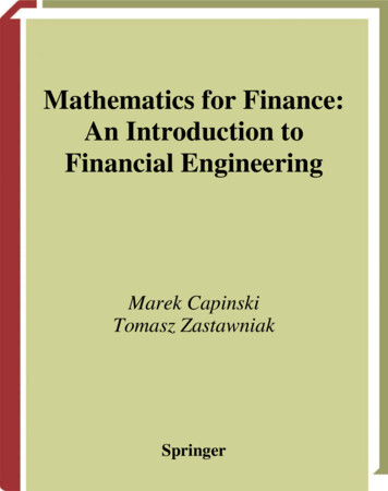 Mathematics For Finance: An Introduction To Financial .