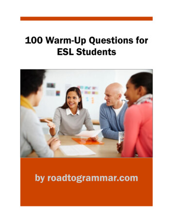 100 Warm-Up Questions For ESL Students - Road To Grammar