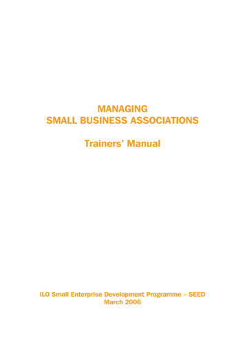 MANAGING SMALL BUSINESS ASSOCIATIONS Trainers’ Manual