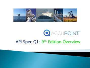 API Spec Q1: 9th Edition Overview - Accupoint Software