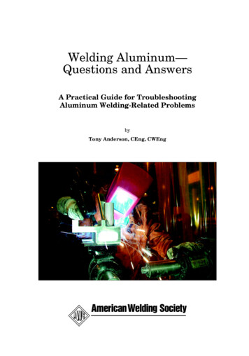 Welding Aluminum—Questions And Answers - AWS Bookstore