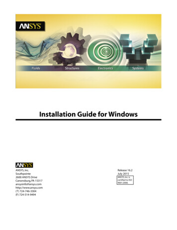 ANSYS, Inc. Installation Guide For Windows