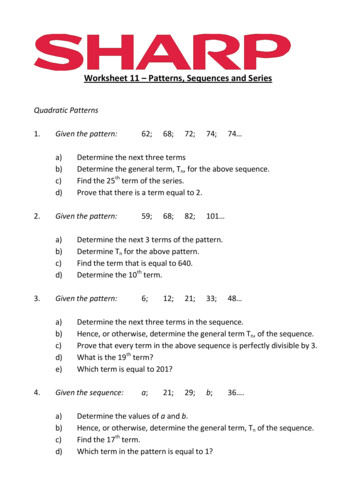 Worksheet 11 - Patterns, Sequences And Series
