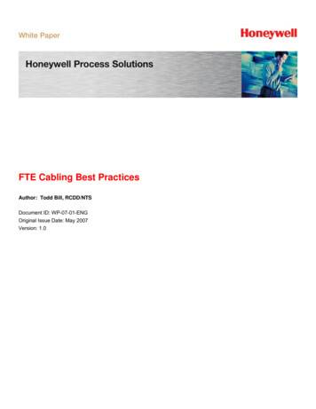 FTE Cabling Best Practices - Honeywell Process
