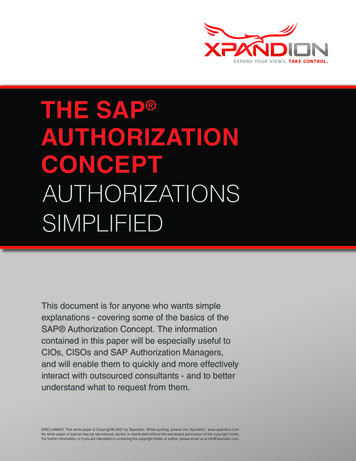 The SAP AuThorizATion ConCePT - Xpandion