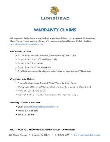 WARRANTY CLAIMS - Lionshead Tire And Wheel
