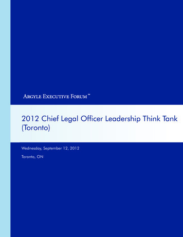 2012 Chief Legal Ofﬁcer Leadership Think Tank (Toronto)