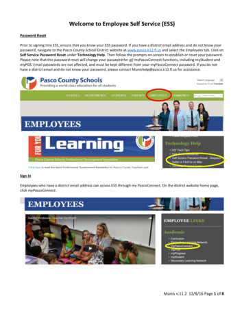 Welcome To Employee Self Service (ESS) - Pasco County Schools
