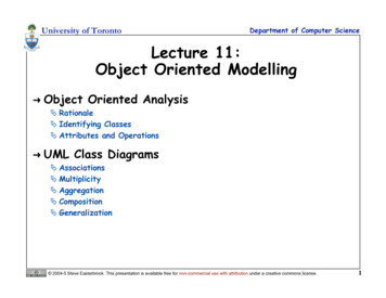 University Of Toronto Lecture 11: Object Oriented Modelling