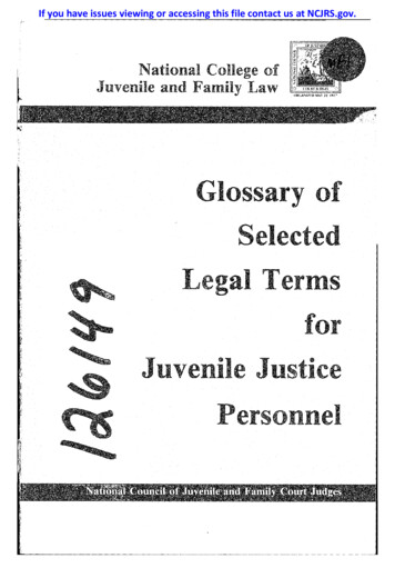 Glossary Of Selected Legal Terms For Juvenile Justice Personnel