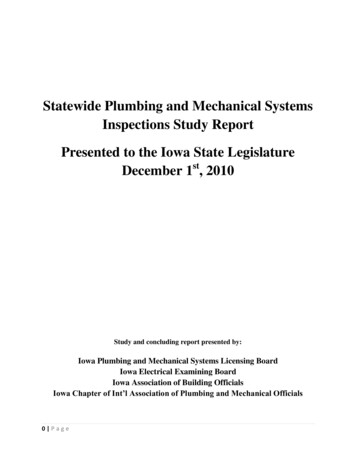 Statewide Plumbing And Mechanical Systems Inspections Study . - Iowa