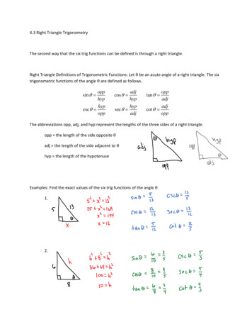 Right Triangle Definitions Of Trigonometric Functions: Let θ Be . - UTEP
