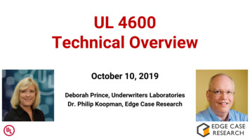 UL 4600 Technical Overview - Carnegie Mellon University