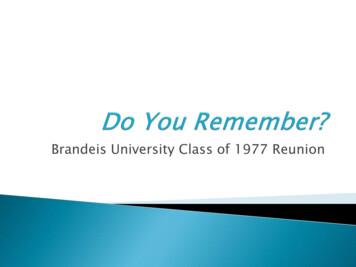 Brandeis University Class Of 1977 Reunion
