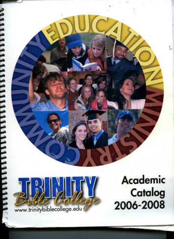 Academic Catalog - Trinity Bible College And Graduate School