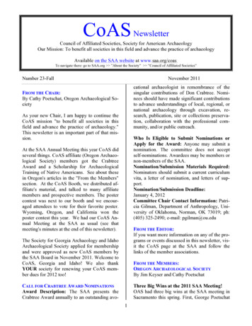 2011fall COAS Newsletter - Society For American Archaeology