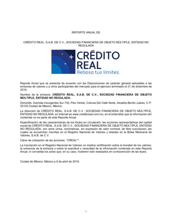 REPORTE ANUAL DE CRÉDITO REAL, S.A.B. DE C.V . - Investor Cloud