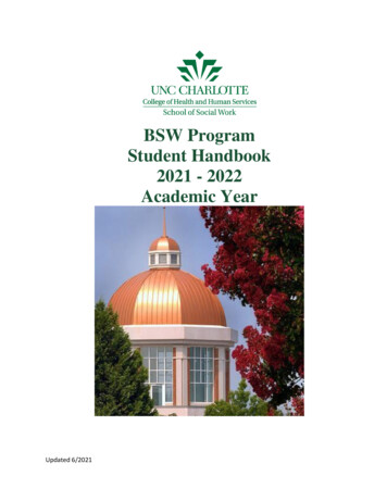 BSW Program Student Handbook 2021 - 2022 Academic Year
