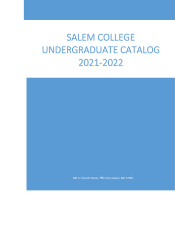 Salem College Undergraduate Catalog 2021-2022