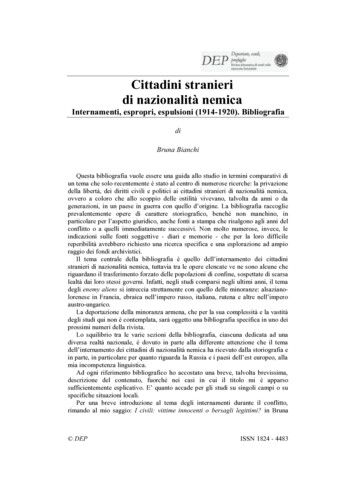 Cittadini Stranieri Di Nazionalità Nemica - Università Ca' Foscari .