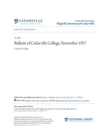 Bulletin Of Cedarville College, November 1957 - CORE