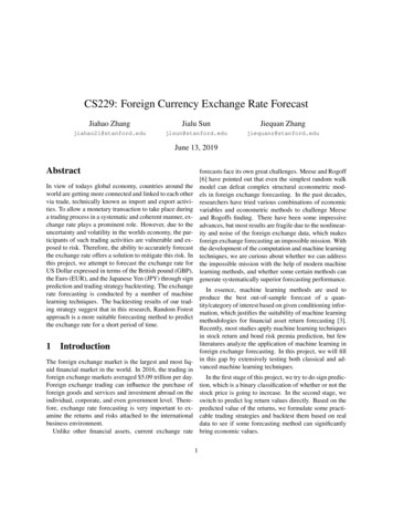 CS229: Foreign Currency Exchange Rate Forecast