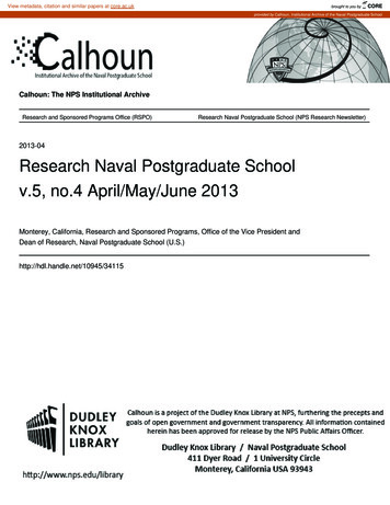 2013-04 Research Naval Postgraduate School V.5, No.4 April/May . - CORE