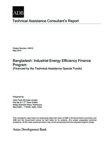 Technical Assistance Consultant's Report - Asian Development Bank