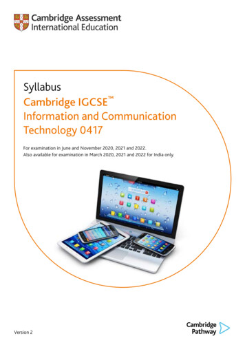 Syllabus Cambridge IGCSE Information And Communication Technology 0417