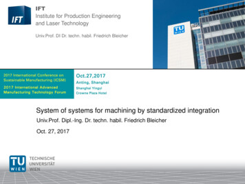 System Of Systems For Machining By Standardized Integration