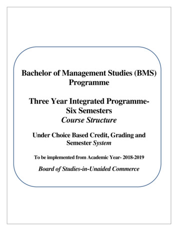 Bachelor Of Management Studies (BMS) Programme Three Year Integrated .